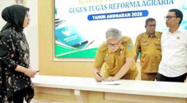 Rapat Koordinasi Awal (Rakorwal) GTRA Tahun Anggaran 2026 yang berlangsung di Balai Harungguan Tuan Rondahaim Saragih, Kantor Bupati Simalungun, Pematang Raya, Selasa (22/9/2026).