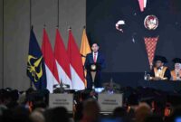 Wakil Presiden Gibran Rakabuming  saat menjadi pembicara utama dalam Wisuda Institut Pariwisata Trisakti (IPT) Tahun Akademik 2025/2026 di Sheraton Grand Jakarta Gandaria City Hotel, Jakarta Selatan, Selasa (13/10/2026).