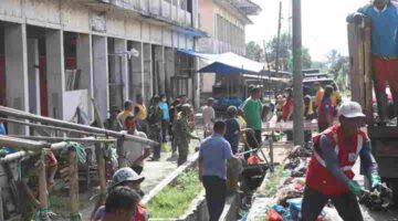 Kapolres, TNI dan Pemkab Simalungun Bersihkan Pasar Pematang Raya, Pedagang Diajak Terlibat