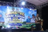Jambore Anak Kabupaten Asahan Tahun 2026 resmi dibuka di Taman Hutan Kota Taufan Gama Simatupang, Kisaran, Jumat (25/9/2026)