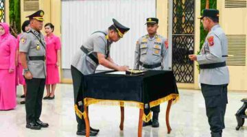 jabatan Irwasda Polda Sumut diserahterimakan dari Brigjen Pol Nanang Masbudi, S.I.K., M.Si., CFrA., kepada Kombes Pol Feri Handoko Soenarso, S.H., S.I.K.