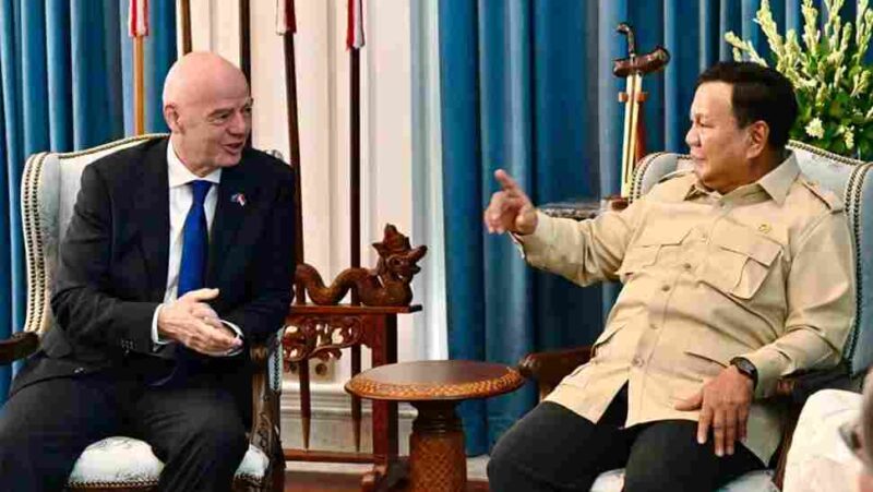Presiden Prabowo Subianto menerima Presiden Federasi Sepak Bola Internasional (FIFA) Gianni Infantino di Istana Merdeka, Jakarta, Senin (5/10/2026).(Foto:Ist)