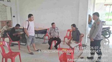 Personel Polsek Bandar Huluan Polres Simalungun Polda Sumatera Utara menindaklanjuti pengaduan masyarakat yang masuk melalui aplikasi Hallo Kapolres Simalungun, Senin (5/10/2026).