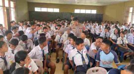 Polres Simalungun menyosialisasikan SPMB SMA Kemala Taruna Bhayangkara 2027/2028 kepada 221 siswa SMP Negeri 1 Jorlang Hataran.