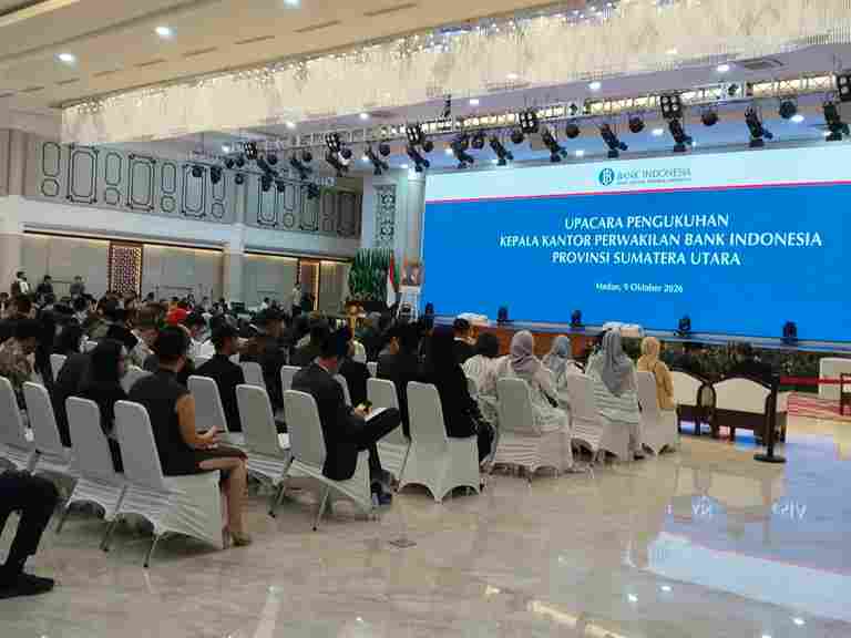 Pengukuhan Ameriza Ma’ruf Moesa sebagai Kepala Kantor Perwakilan Bank Indonesia (BI) Provinsi Sumatera Utara, Jumat (9/10/2026).