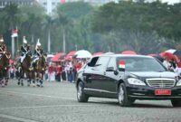 Penyambutan Presiden Mesir El-Sisi di Jakarta disambut antusias warga dan pelajar.