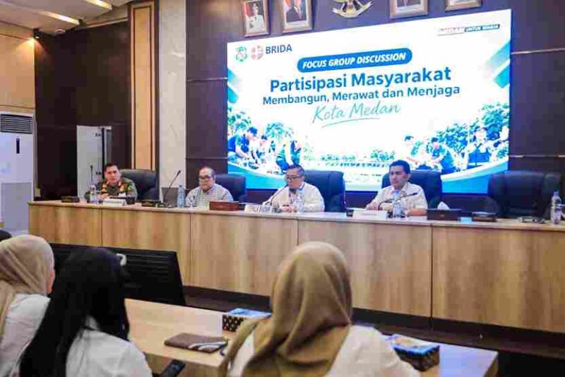 Focus Group Discussion (FGD) bertema “Partisipasi Masyarakat Membangun, Merawat, dan Menjaga Kota Medan” yang digelar Badan Riset dan Inovasi Daerah (Brida) Kota Medan di Ruang Rapat III Kantor Wali Kota Medan, Rabu (21/10/2026).