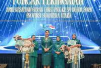 TP PKK Kabupaten Asahan meraih Juara Umum HKG PKK Sumut 2026 dengan prestasi pada lima kategori lomba, termasuk Tertib Administrasi dan HATINYA PKK.
