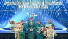 TP PKK Kabupaten Asahan meraih Juara Umum HKG PKK Sumut 2026 dengan prestasi pada lima kategori lomba, termasuk Tertib Administrasi dan HATINYA PKK.