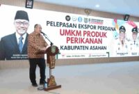  Pelepasan ekspor perdana 40 ton terasi ke Thailand  berlangsung di Aula Melati Kantor Bupati Asahan, Sabtu (24/10/2026),