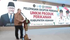  Pelepasan ekspor perdana 40 ton terasi ke Thailand  berlangsung di Aula Melati Kantor Bupati Asahan, Sabtu (24/10/2026),